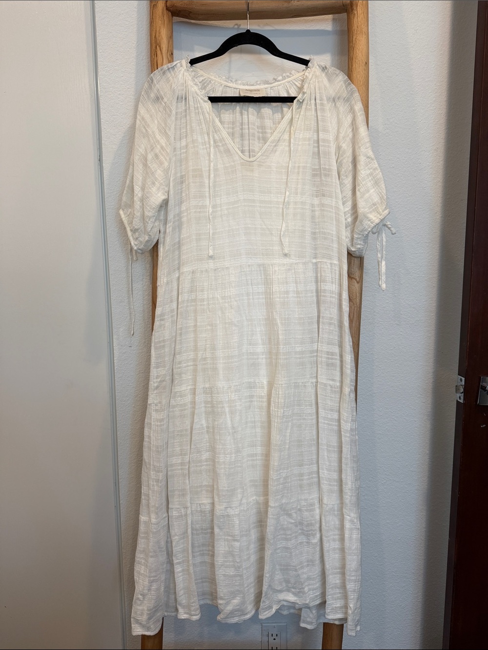 Auguste Lightweight White Gauze Midi Dress